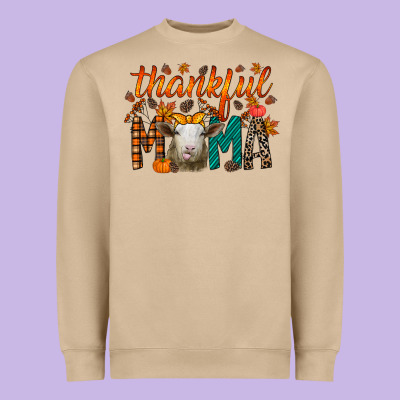 Thankful Mama Sheep Heavyweight Sweatshirt Designed By Racoondesign