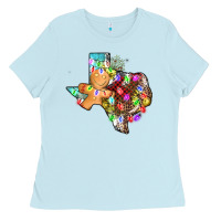 Baby Blue christmas texas map Ladies Tee - AdoDesignShop
