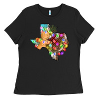 Black christmas texas map Ladies Tee - AdoDesignShop