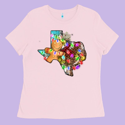 Christmas Texas Map Ladies Tee Designed By Adodesignshop