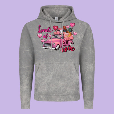 Loads Of Love Valentine's Day Farm Truck Vintage Hoodie Designed By Fadigitalartstudio