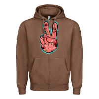 Chestnut Pink Floral Glitter Peace Sign Zipper Hoodie - Jasminsmagicworld