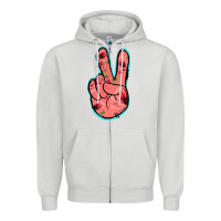 Dove Grey Pink Floral Glitter Peace Sign Zipper Hoodie - Jasminsmagicworld