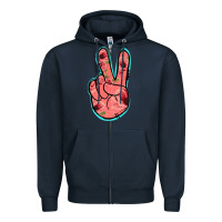 Navy Pink Floral Glitter Peace Sign Zipper Hoodie - Jasminsmagicworld
