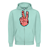 Seafoam Pink Floral Glitter Peace Sign Zipper Hoodie - Jasminsmagicworld