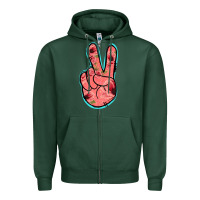 Sports Green Pink Floral Glitter Peace Sign Zipper Hoodie - Jasminsmagicworld