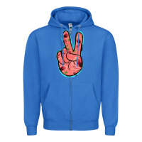 True Royal Pink Floral Glitter Peace Sign Zipper Hoodie - Jasminsmagicworld