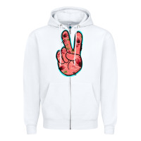 White Pink Floral Glitter Peace Sign Zipper Hoodie - Jasminsmagicworld