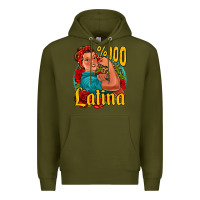 Army Green hundred percent latina strong woman Premium Hoodie - Jasminsmagicworld