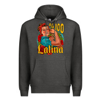 Charcoal Heather hundred percent latina strong woman Premium Hoodie - Jasminsmagicworld