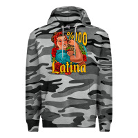 Slate Camo hundred percent latina strong woman Premium Hoodie - Jasminsmagicworld