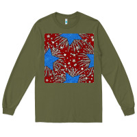 Army Green Glitter 4th of July Seamless Pattern Long Sleeve Tee - BundleAndBundleShop