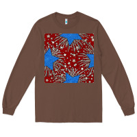 Chestnut Glitter 4th of July Seamless Pattern Long Sleeve Tee - BundleAndBundleShop