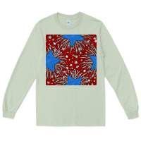 Matcha Glitter 4th of July Seamless Pattern Long Sleeve Tee - BundleAndBundleShop