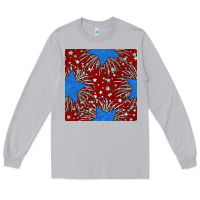Moon Dust Glitter 4th of July Seamless Pattern Long Sleeve Tee - BundleAndBundleShop