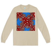 Mushroom Glitter 4th of July Seamless Pattern Long Sleeve Tee - BundleAndBundleShop