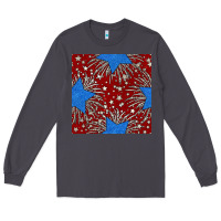 Smoke Glitter 4th of July Seamless Pattern Long Sleeve Tee - BundleAndBundleShop
