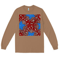 Toasted Coconut Glitter 4th of July Seamless Pattern Long Sleeve Tee - BundleAndBundleShop