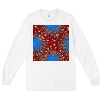 White Glitter 4th of July Seamless Pattern Long Sleeve Tee - BundleAndBundleShop