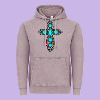 Gemstone Cross Vintage Hoodie Designed By Jahusdesignshop