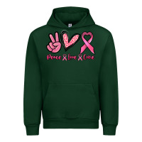 Forest Green Peace love cure Cancer Awareness Urban Hoodie - HowdyJamesFarm
