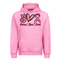 Fuchsia Pink Peace love cure Cancer Awareness Urban Hoodie - HowdyJamesFarm