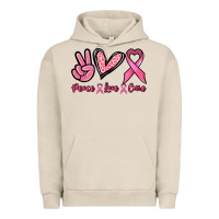 Pigment French Oak Peace love cure Cancer Awareness Urban Hoodie - HowdyJamesFarm