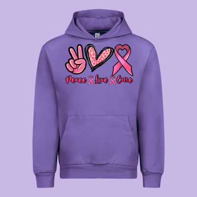 Peace Love Cure Cancer Awareness Urban Hoodie Designed By Howdyjamesfarm