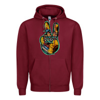 Burgundy Aztec Sunflower Peace Sign Zipper Hoodie - Jasminsmagicworld