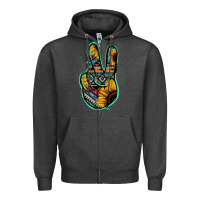 Charcoal Heather Aztec Sunflower Peace Sign Zipper Hoodie - Jasminsmagicworld