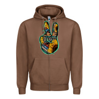 Chestnut Aztec Sunflower Peace Sign Zipper Hoodie - Jasminsmagicworld