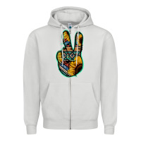 Dove Grey Aztec Sunflower Peace Sign Zipper Hoodie - Jasminsmagicworld