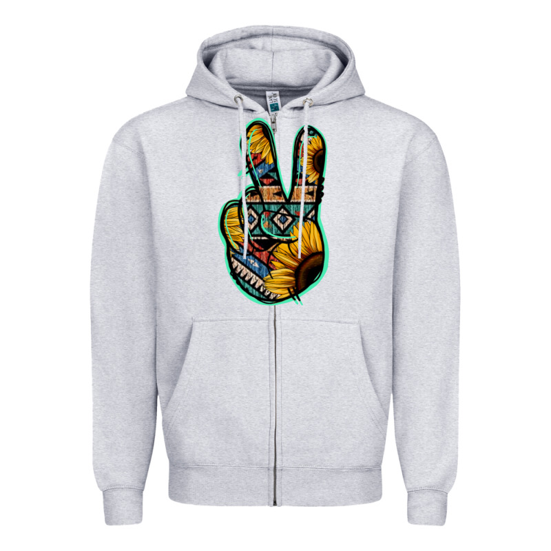 Aztec Sunflower Peace Sign Zipper Hoodie by Jasminsmagicworld | Teevron