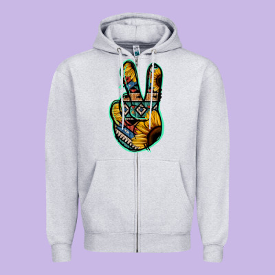 Aztec Sunflower Peace Sign Zipper Hoodie Designed By Jasminsmagicworld
