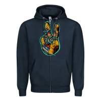 Navy Aztec Sunflower Peace Sign Zipper Hoodie - Jasminsmagicworld