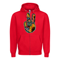 Red Aztec Sunflower Peace Sign Zipper Hoodie - Jasminsmagicworld