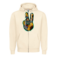 Sandshell Aztec Sunflower Peace Sign Zipper Hoodie - Jasminsmagicworld