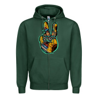 Sports Green Aztec Sunflower Peace Sign Zipper Hoodie - Jasminsmagicworld