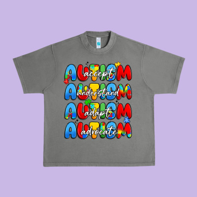 Autism Accept Understand Adopt Advocate Urban Heavy Tee Designed By Jahusdesignshop