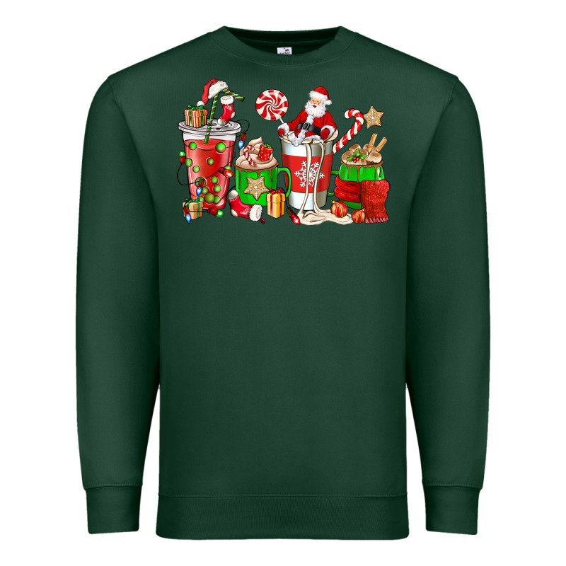 Santa Coffee Cups Premium Sweatshirt by NancyCooperArtShop | Teevron