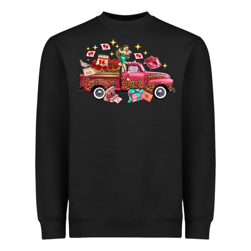 Valentine's Day Truck Photography Love Side View Heavyweight Sweatshirt by FaDigitalArtStudio | Teevron