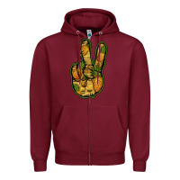 Burgundy Pineapple Peace Sign Zipper Hoodie - Jasminsmagicworld