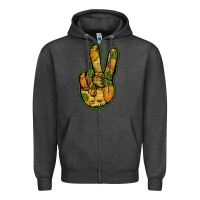 Charcoal Heather Pineapple Peace Sign Zipper Hoodie - Jasminsmagicworld
