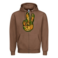Chestnut Pineapple Peace Sign Zipper Hoodie - Jasminsmagicworld