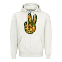 Oatmeal Heather Pineapple Peace Sign Zipper Hoodie - Jasminsmagicworld