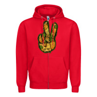 Red Pineapple Peace Sign Zipper Hoodie - Jasminsmagicworld