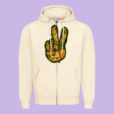 Pineapple Peace Sign Zipper Hoodie Designed By Jasminsmagicworld