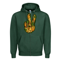 Sports Green Pineapple Peace Sign Zipper Hoodie - Jasminsmagicworld