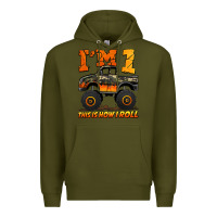 Army Green i'm one this is how i roll monster truck birthday Premium Hoodie - Jasminsmagicworld