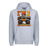 Heather Grey i'm one this is how i roll monster truck birthday Premium Hoodie - Jasminsmagicworld